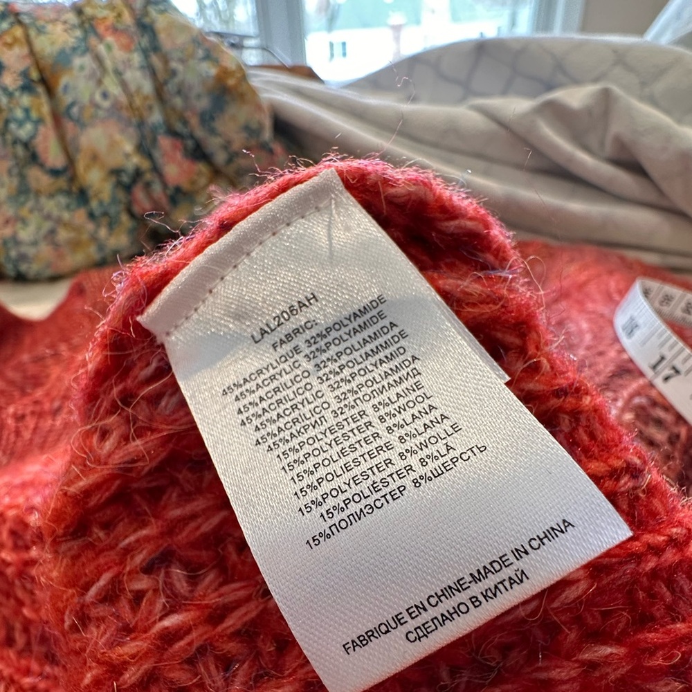 Lili Sidonio side S coral-pink cable knit crew neck sweater. Like new! - Picture 7 of 10